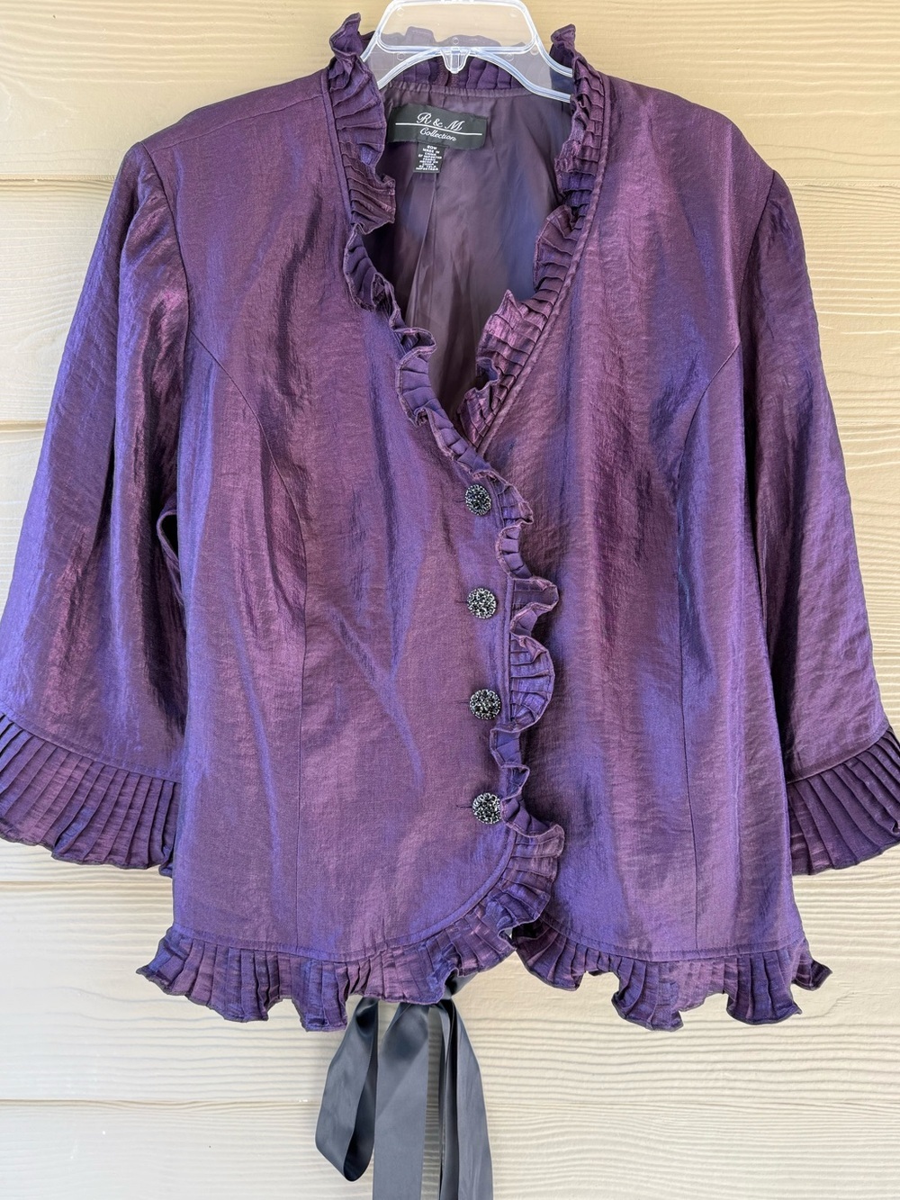 R&M Richards Collection Women's Vintage Frilly Purple Dress Jacket Blazer Sz 20W